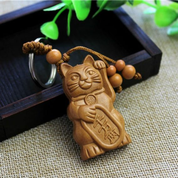 Porte clé Neko en bois